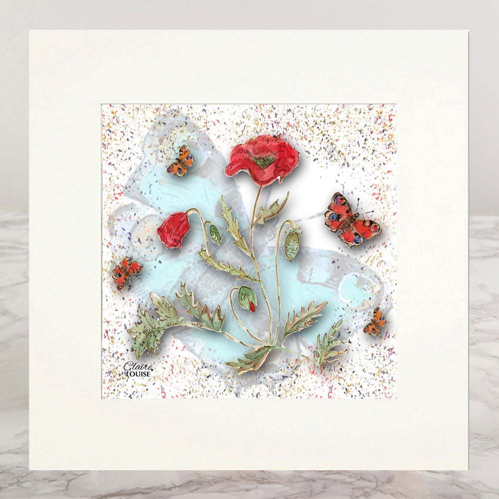 Powder Bloom Poppies Mounted Print