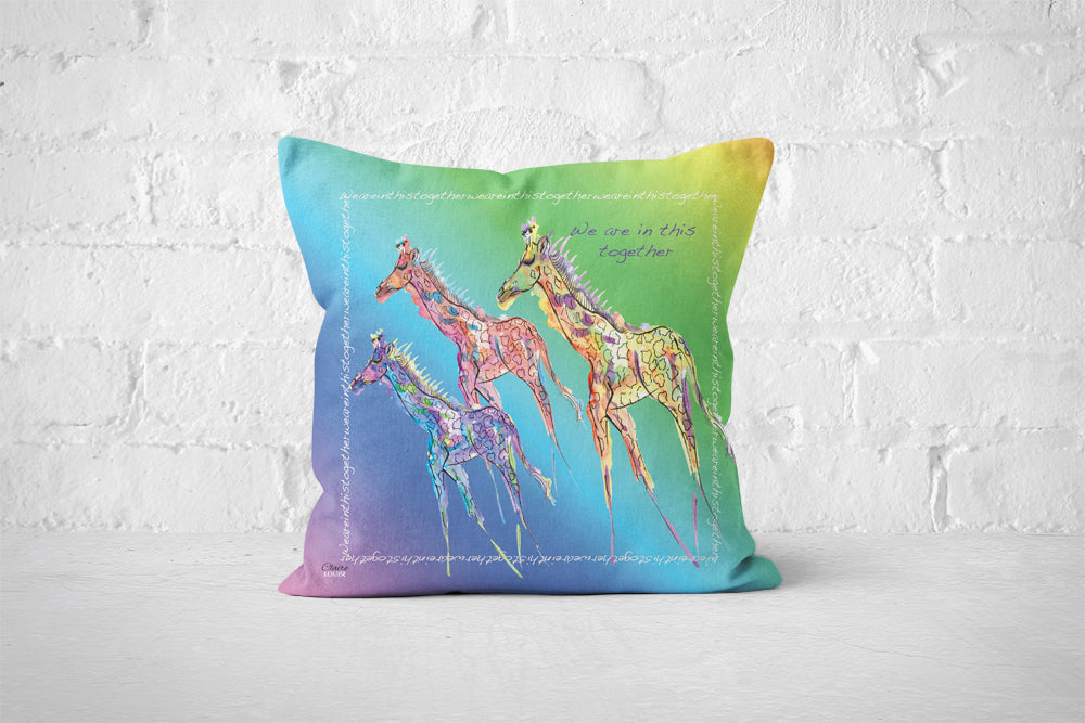 Rainbow Giraffe Cushion