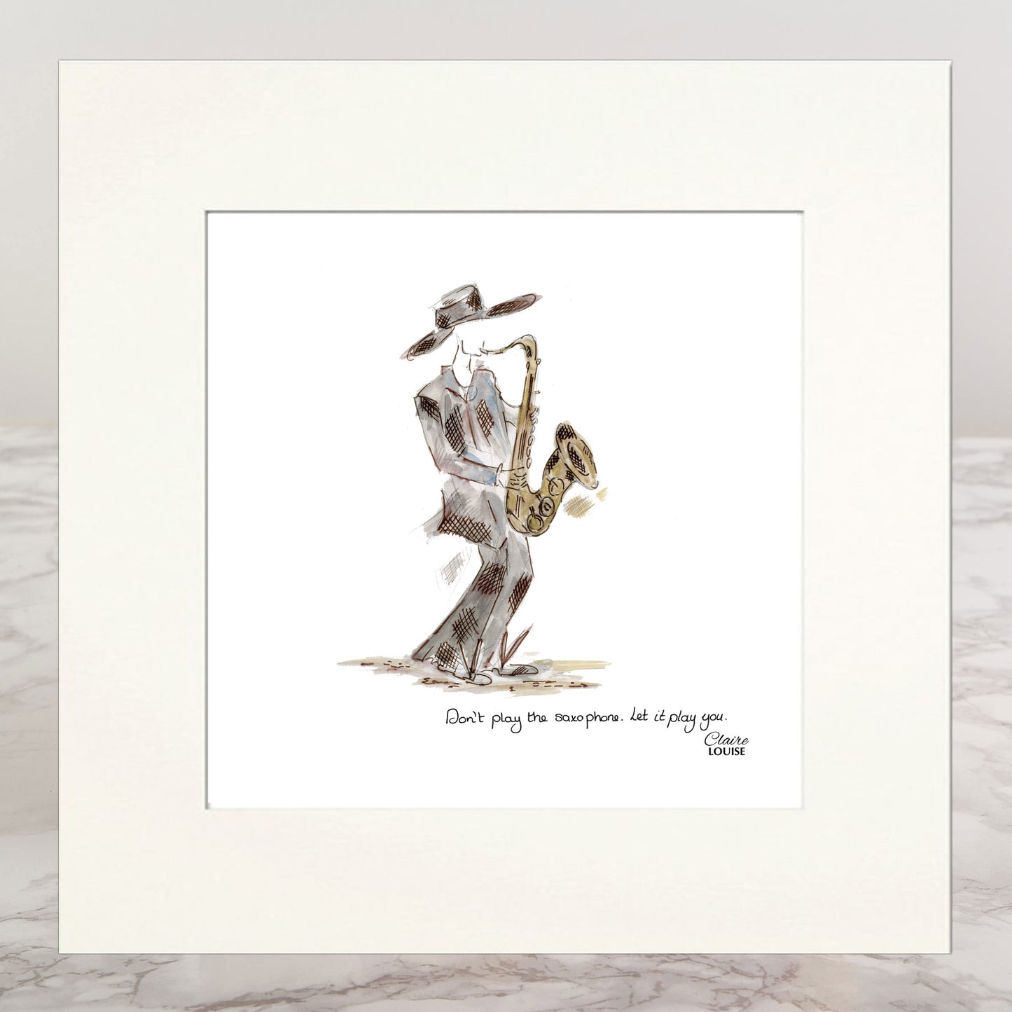 Saxophonist Mounted Print