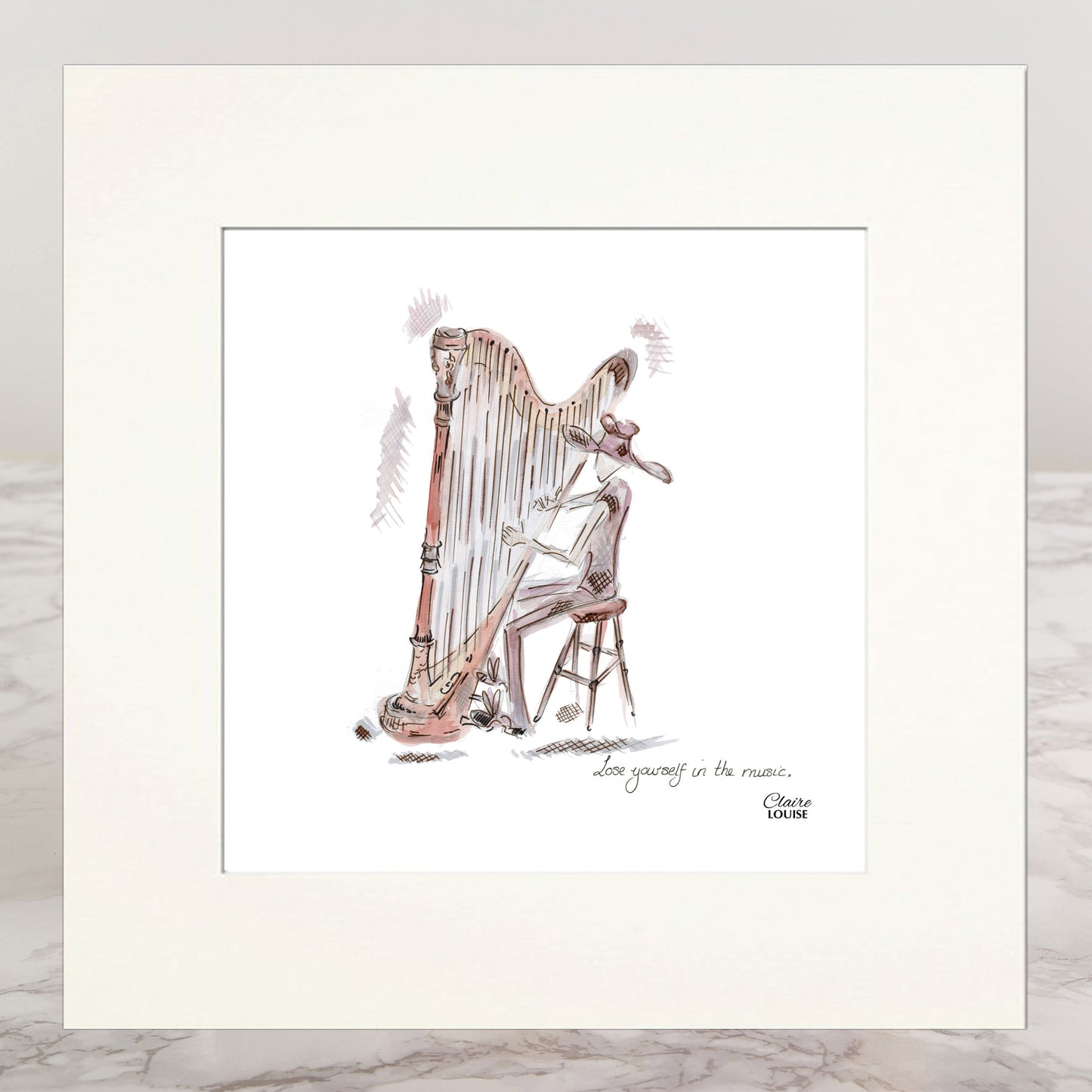 Harp Mounted Print