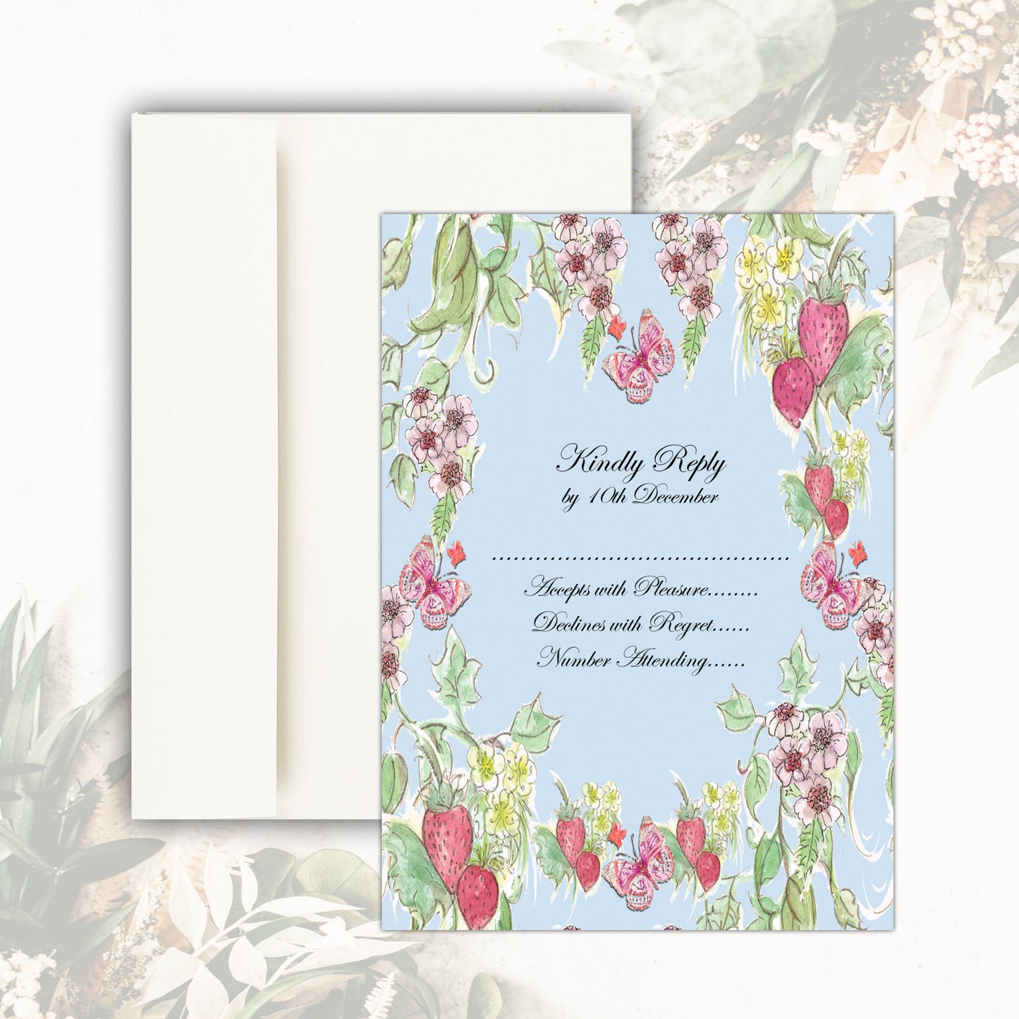 Strawberries RSVP Card (Blue)