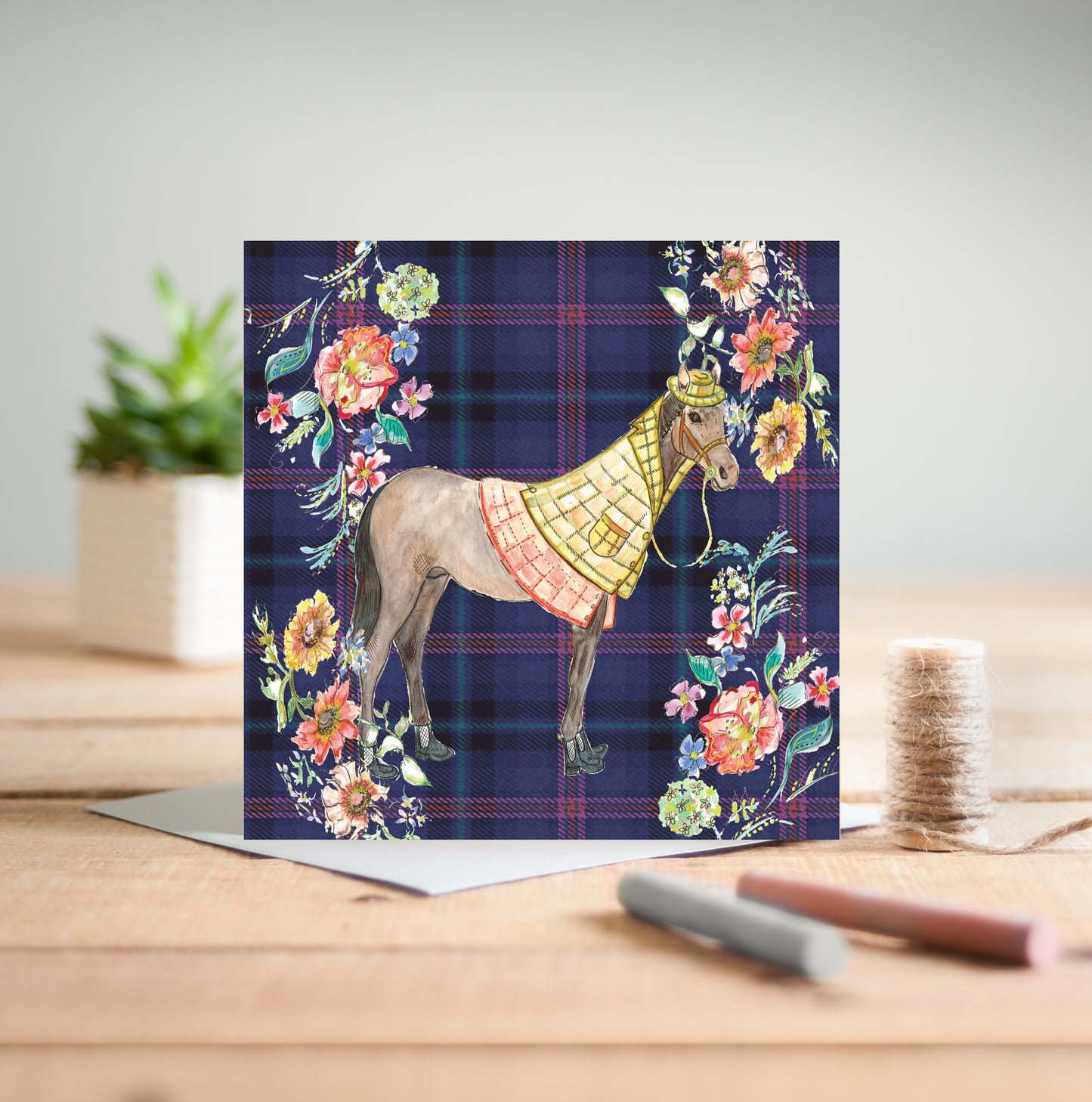 Tweed Horse Greetings Card - Pack of 6