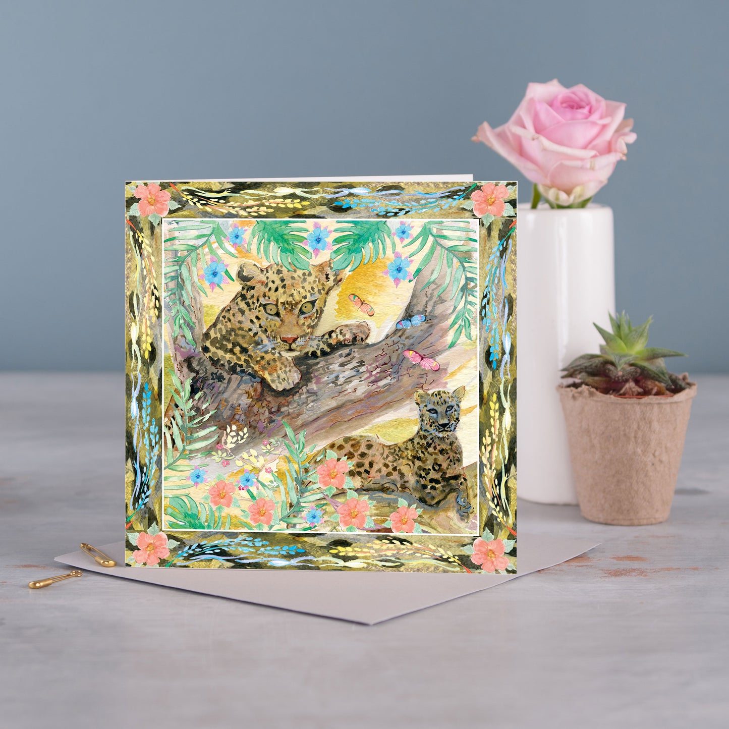 Leopard in the Jungle Greetings Card - Pack of 6