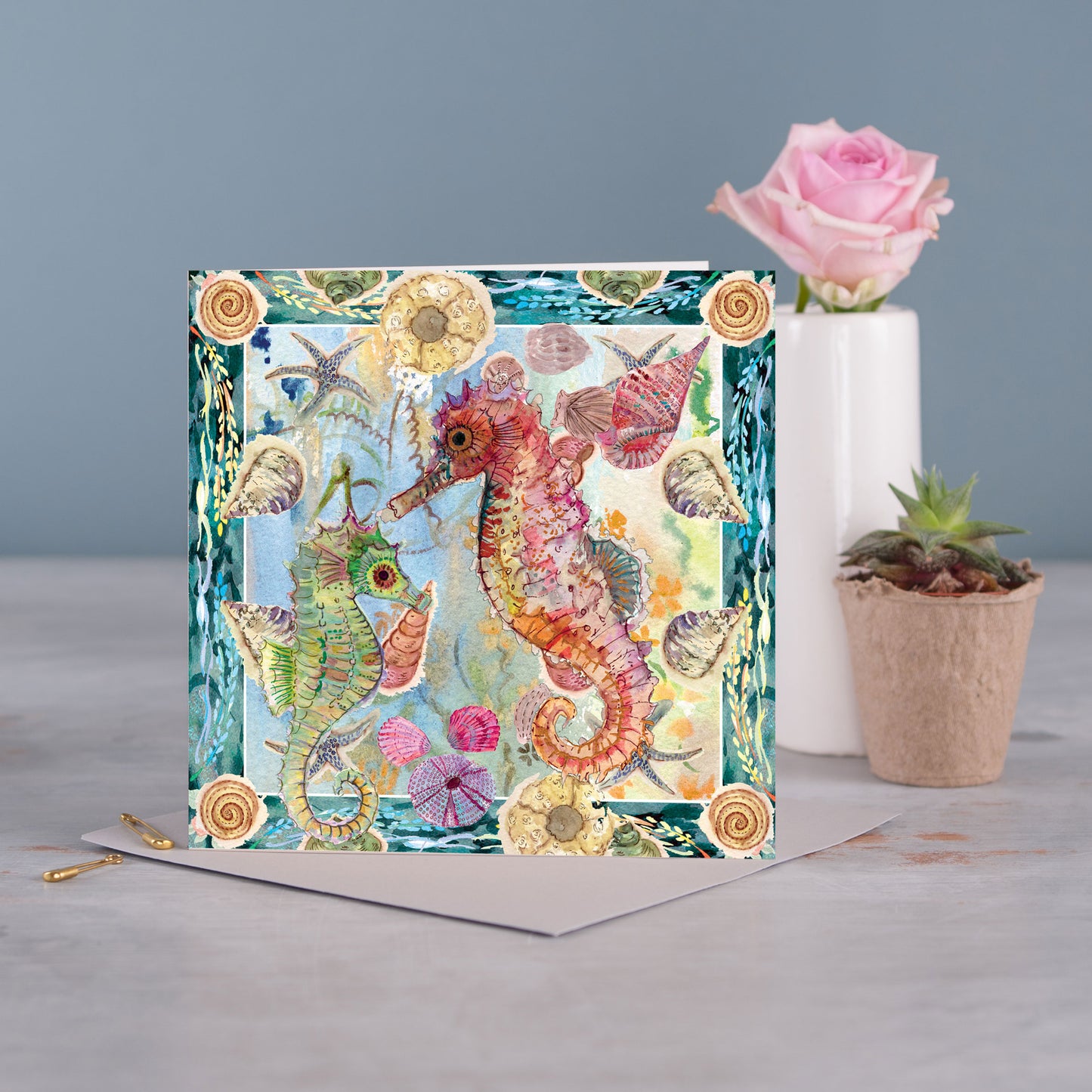 Seahorse Greetings Card - Pack of 6