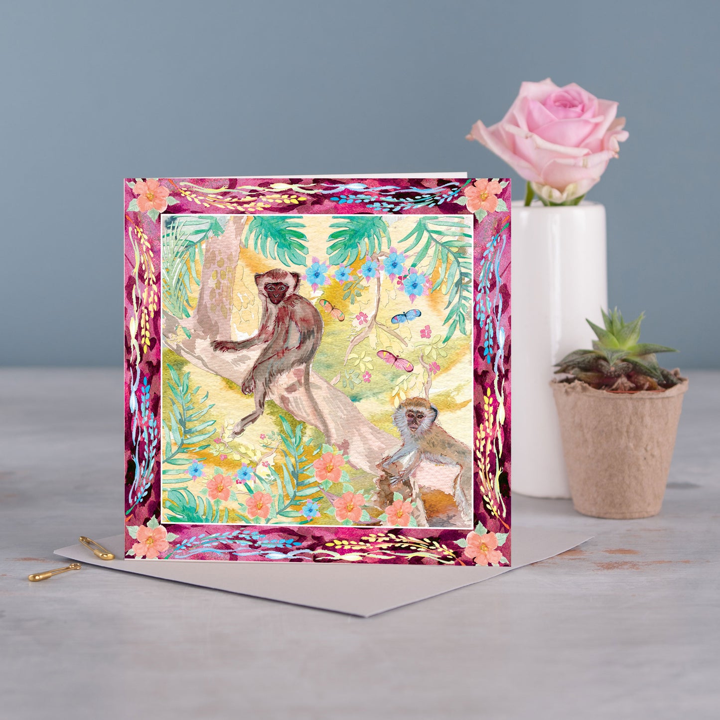 Monkey Greetings Card - Pack of 6