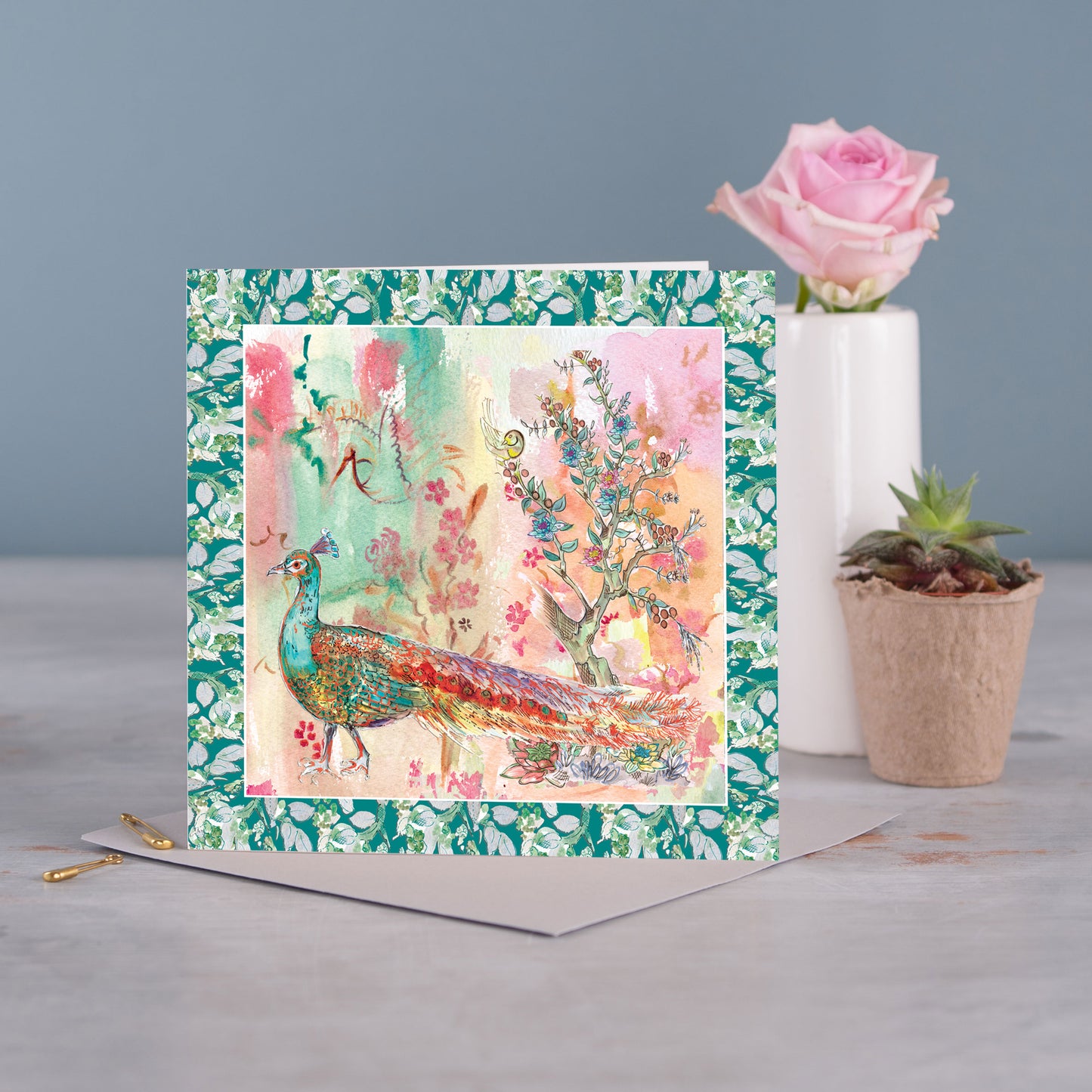 Oriental Peacock Greetings Card - Pack of 6