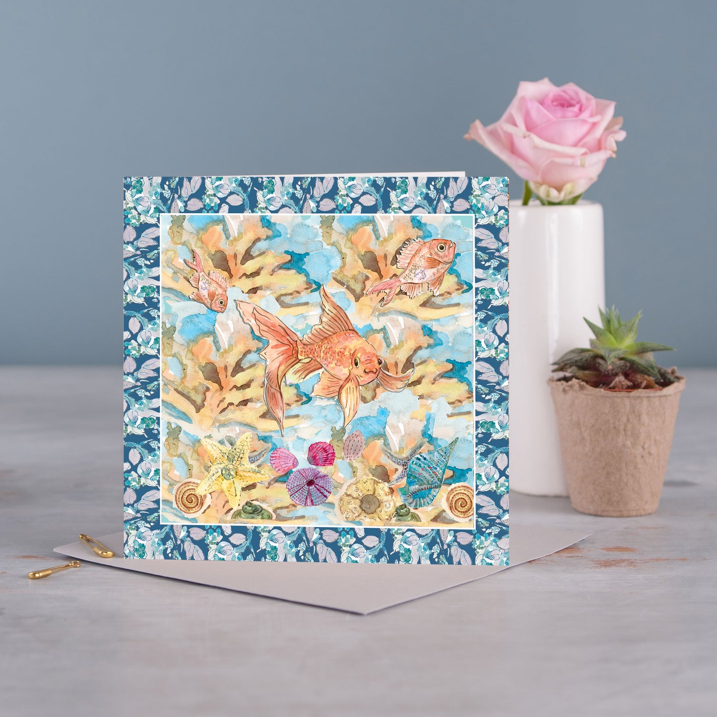 Oriental Gold Fish Greetings Card - Pack of 6