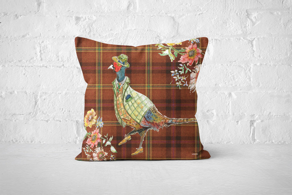 Tartan Pheasant Cushion