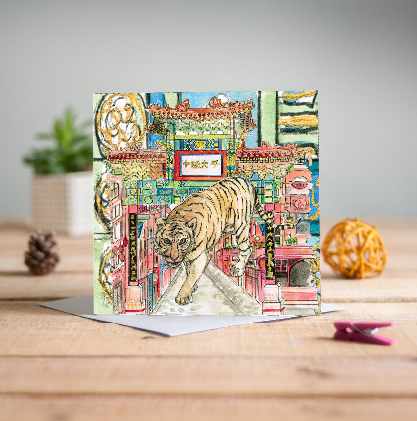Tiger In The City Greetings Card - Pack of 6