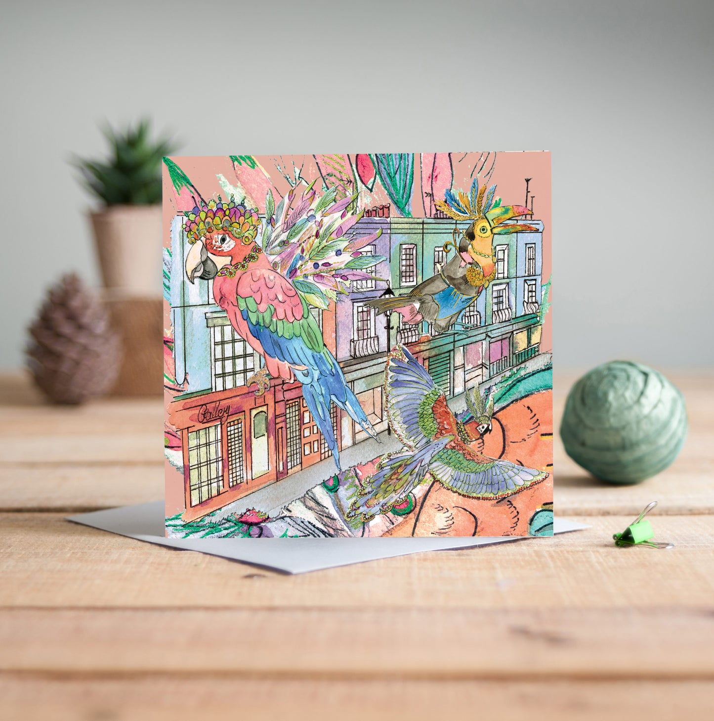 Parrots In The City Greetings Card - Pack of 6