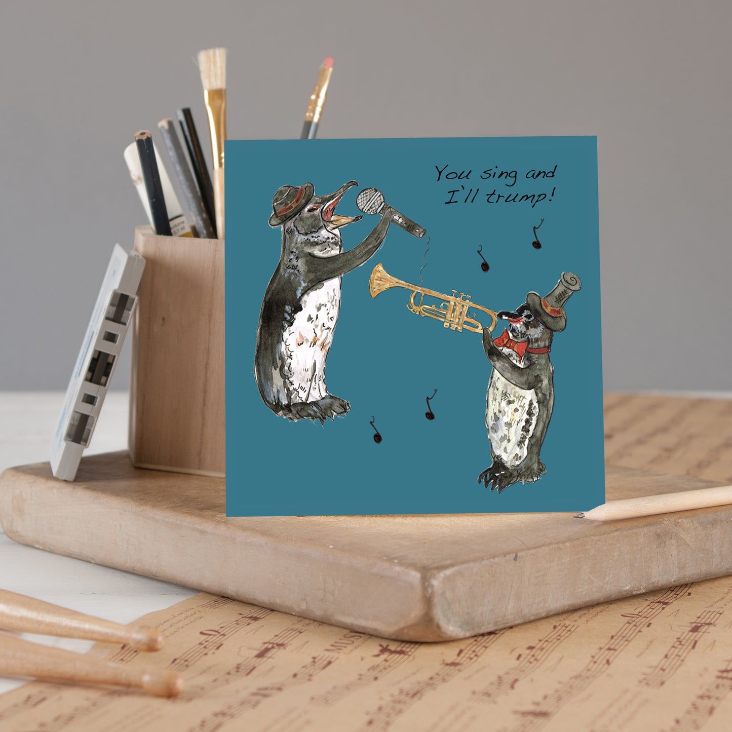 Trumpet Greeting Card (Original) - Pack of 6
