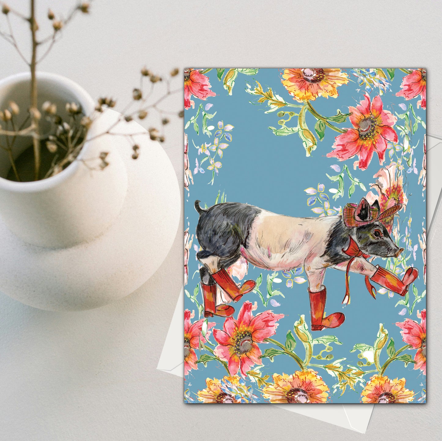 Whimsical Pig Greeting Card (120 X 170) - Pack of 6