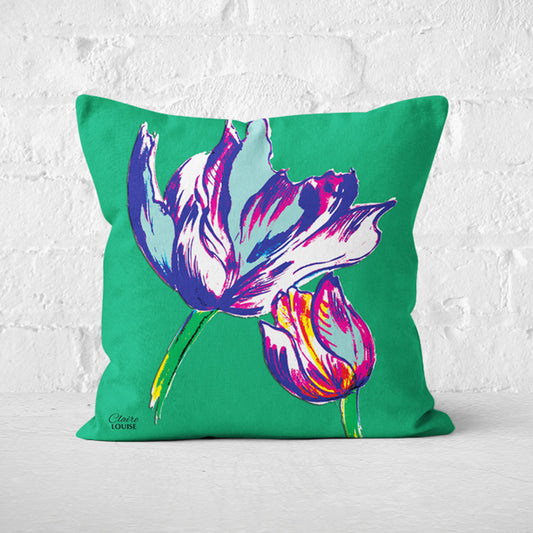 Flora Lyons Blue Outdoor Cushion