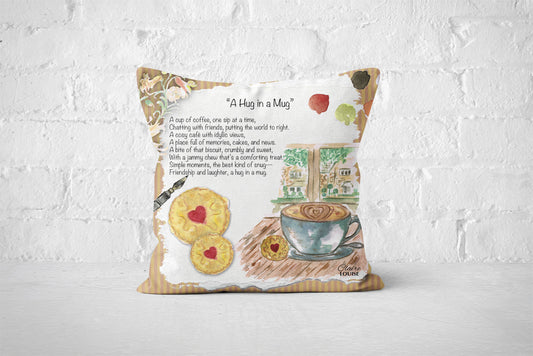 A Hug in a Mug Cushion - The Painted Poem