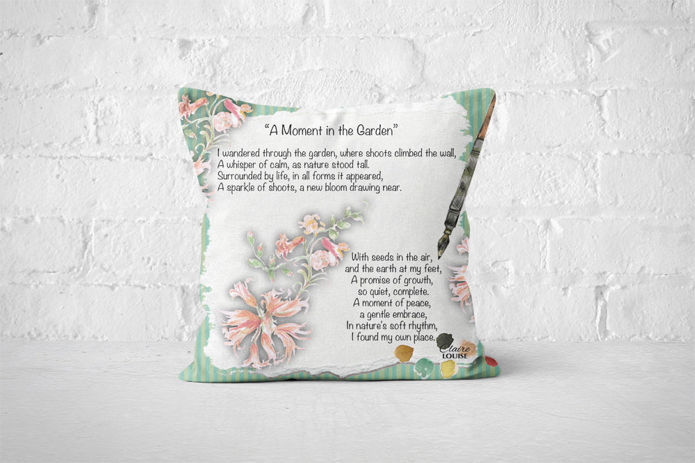 A Moment in the Garden Cushion - The Painted Poem
