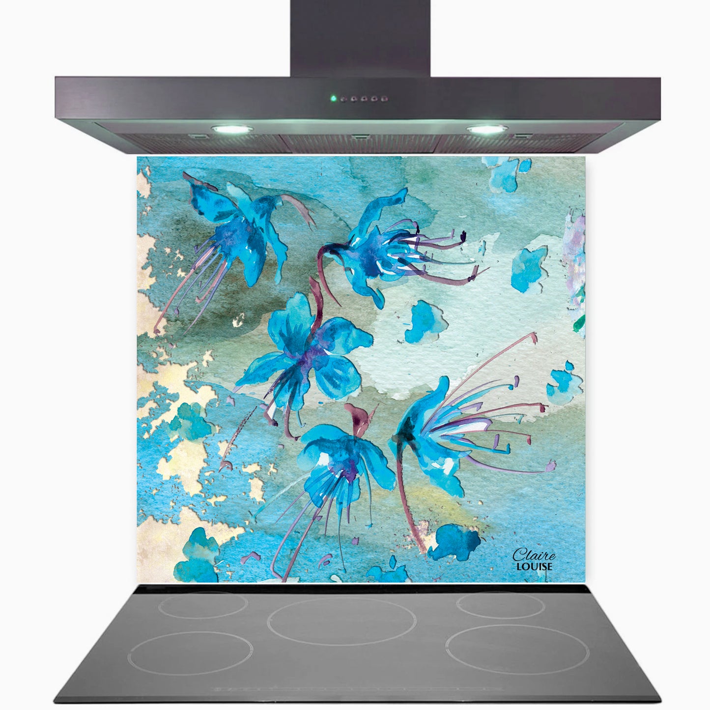 Aquamarine Kitchen Glass Splashback