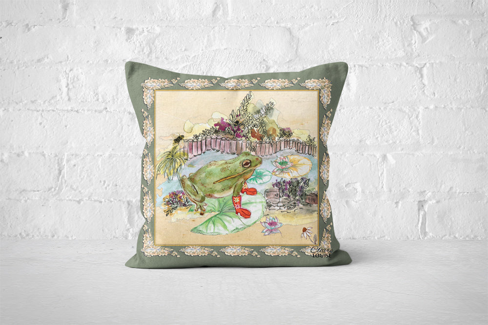 Frog Bouquet Boots Cushion