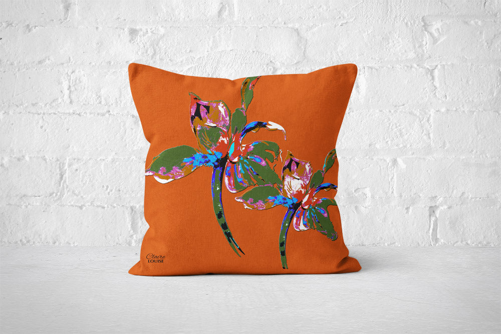 Burnt Orange Iris Cushion