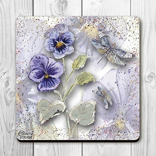 Powder Bloom Pansies Coaster