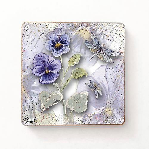 Powder Bloom Pansies Fridge Magnets