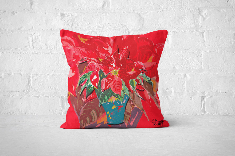 Christmas Rose Red Cushion