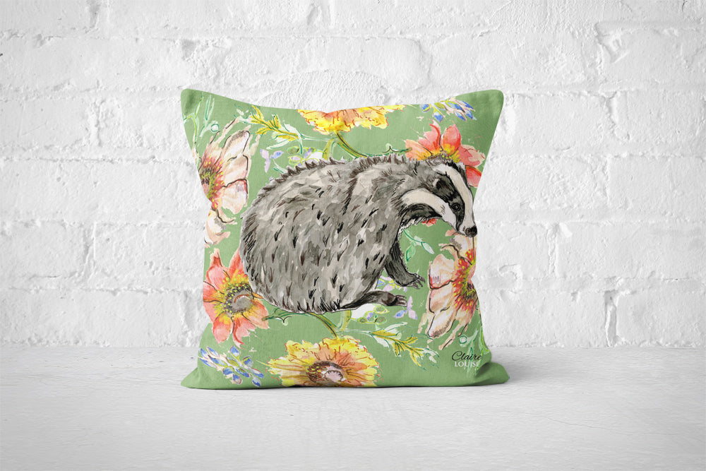 Cottage Floral Ornate Badger Cushion