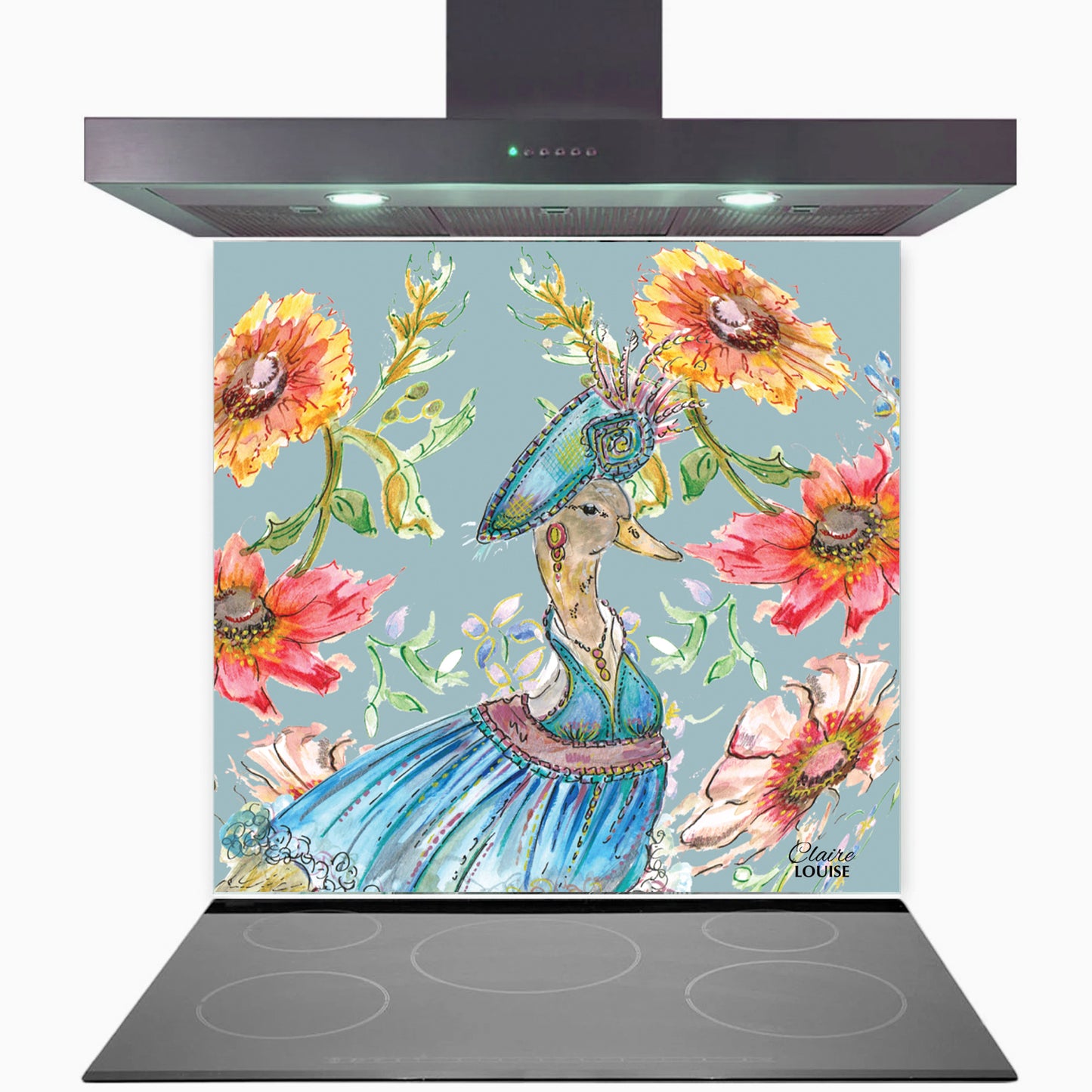 Cottage Duck Kitchen Glass Splashback