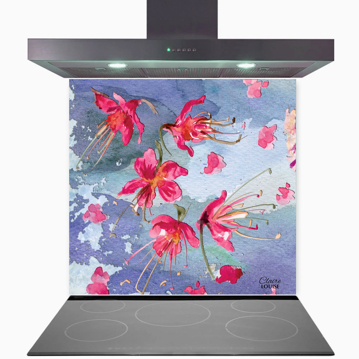Crimson Kitchen Glass Splashback