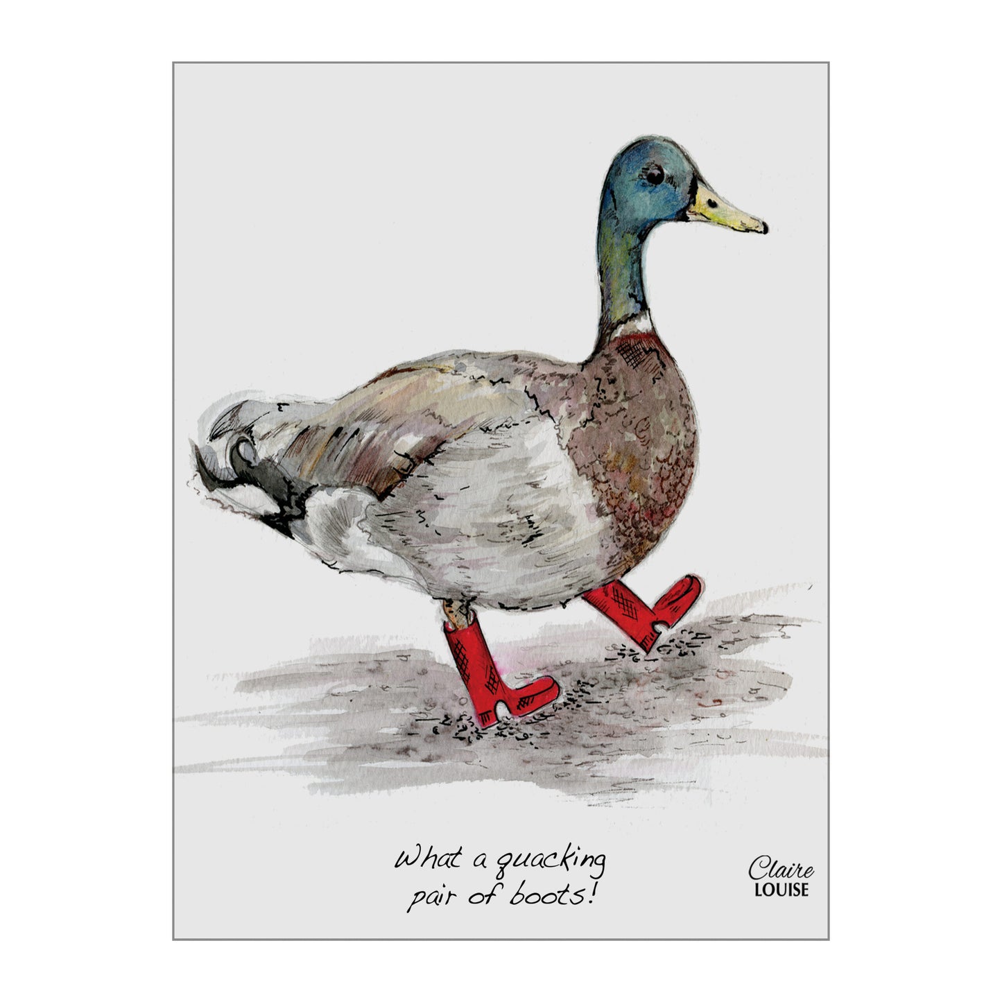 Duck In Boots Glass Wall Art