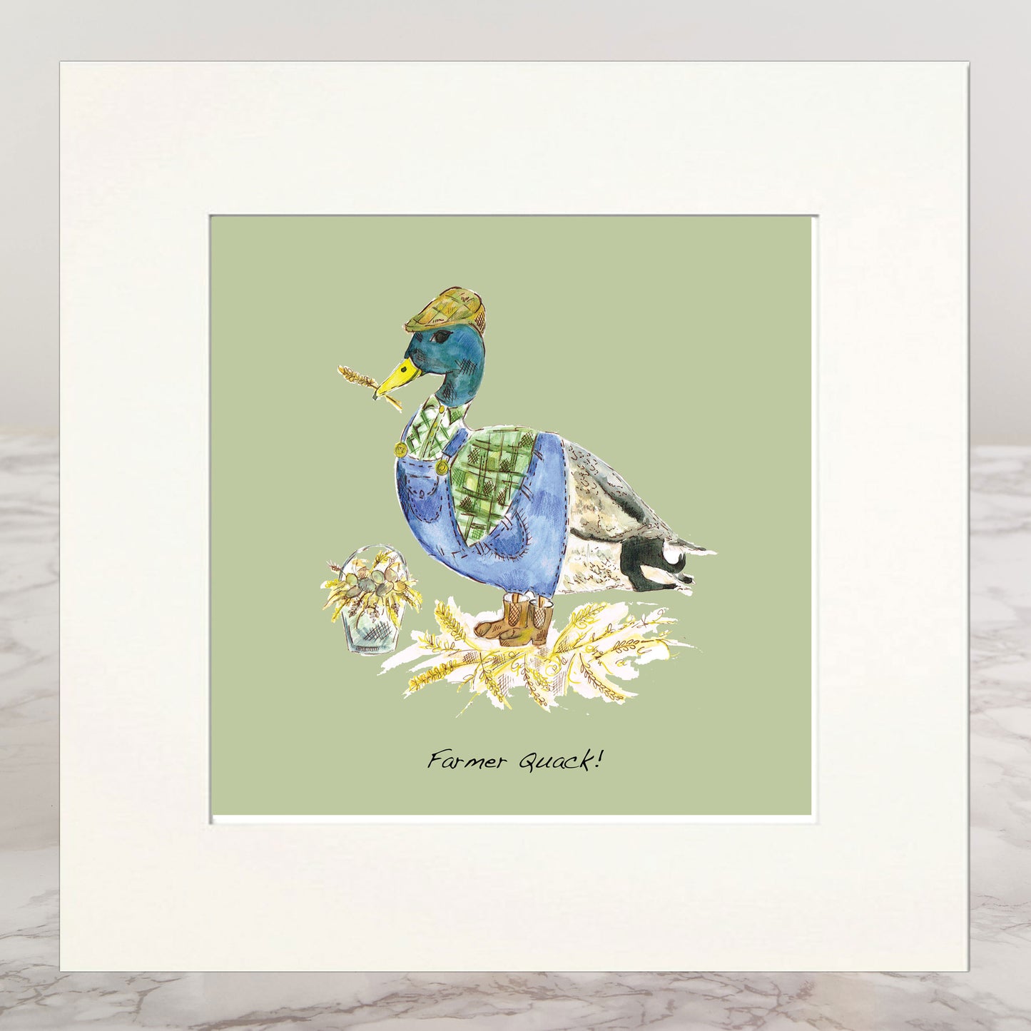 Farmer Quack Mounted Print