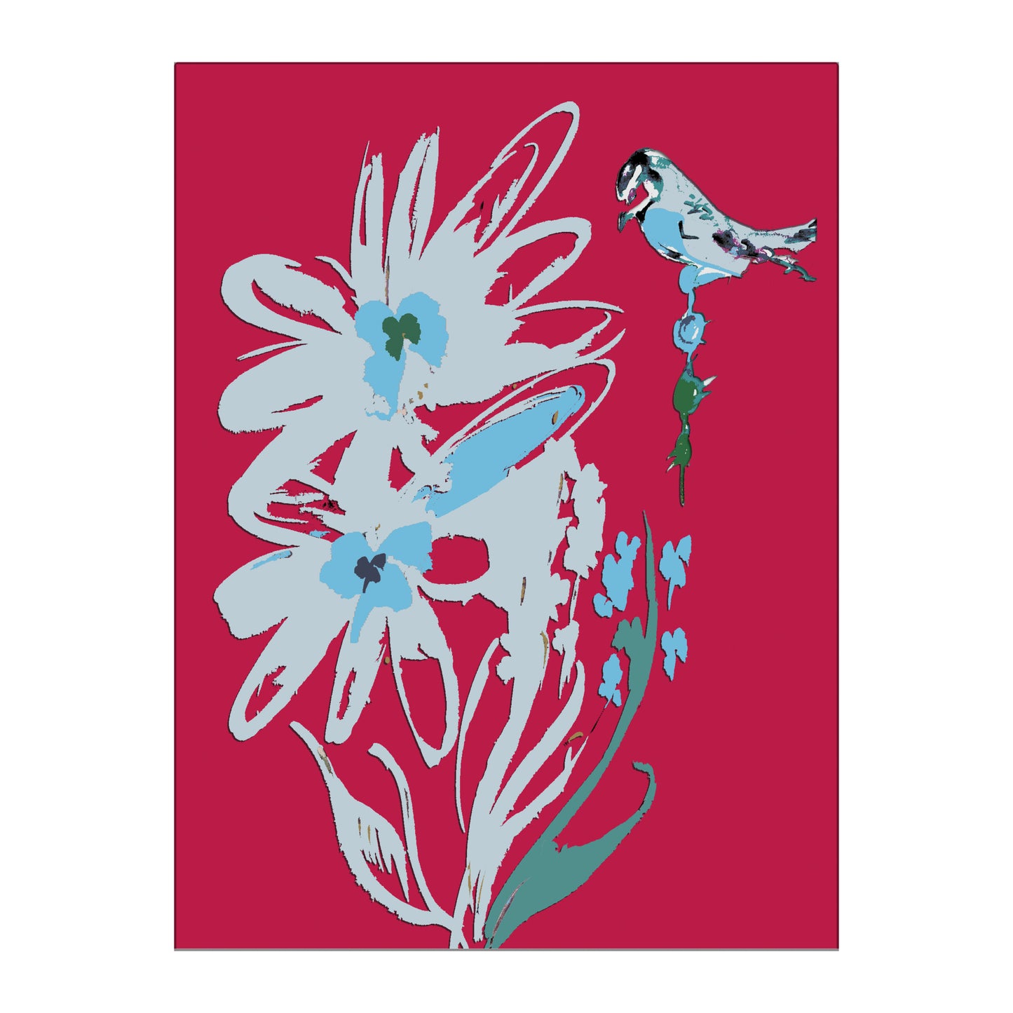 Flora Magenta Glass Wall Art
