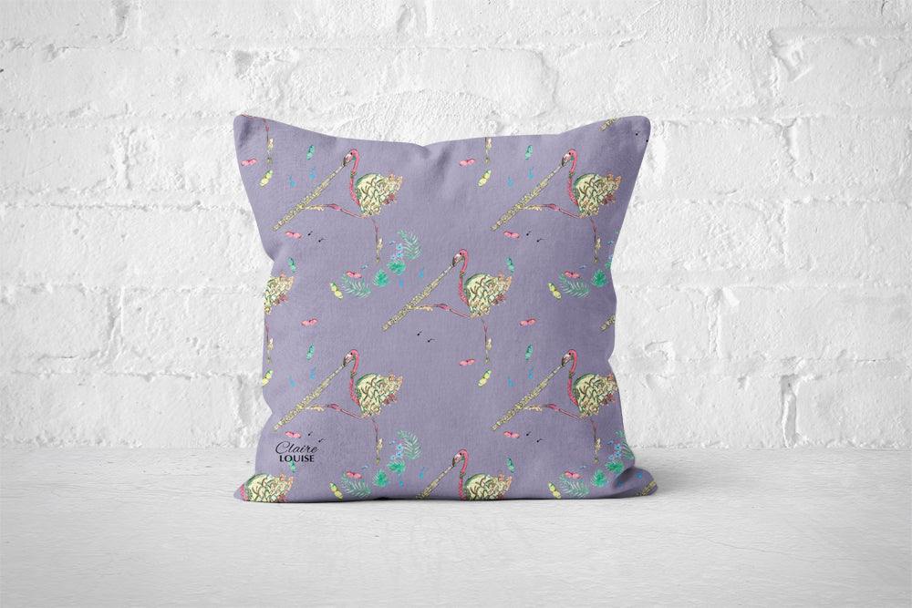 Florence The Flamingo Watercolour Patterned Cushion