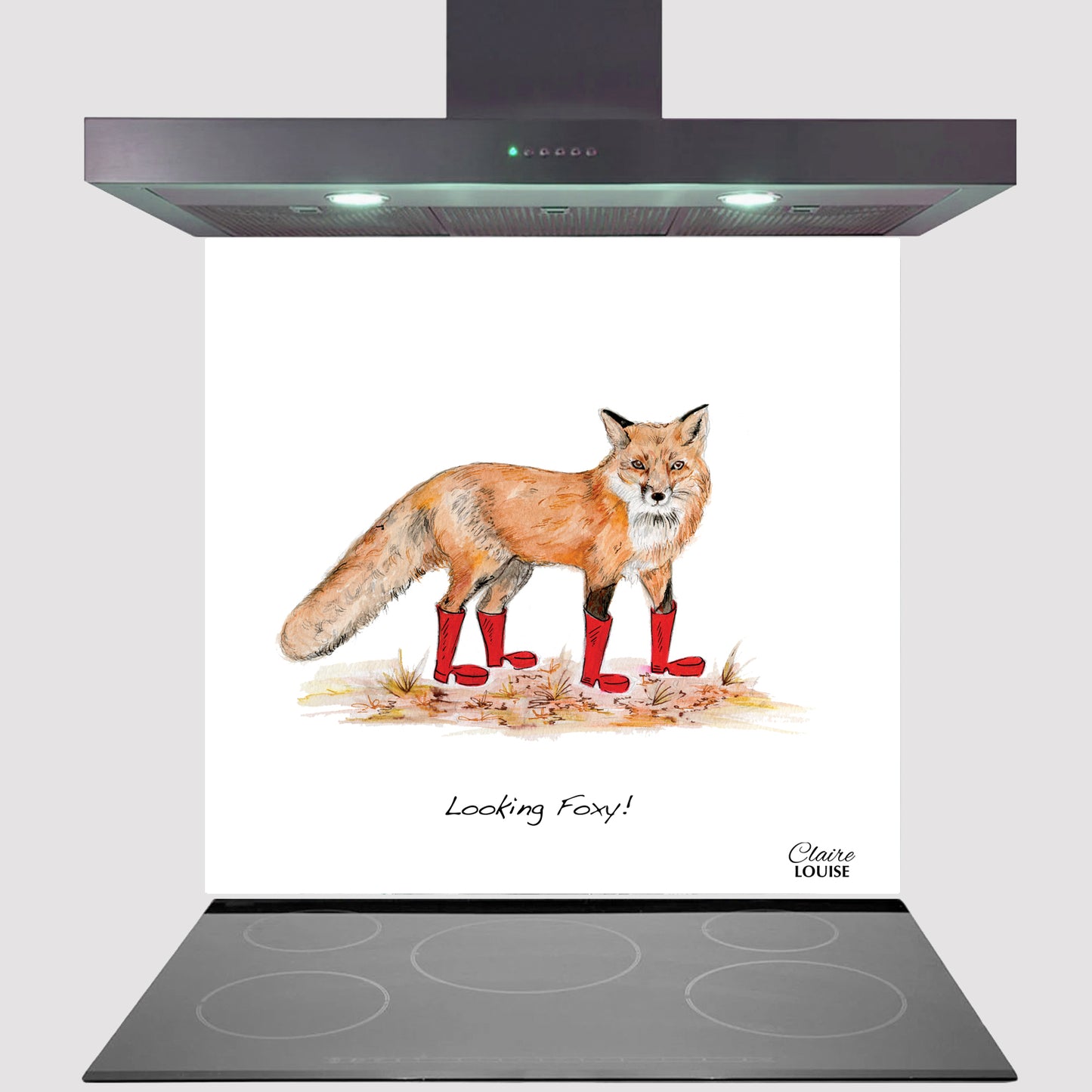 Fox In Boots Kitchen Glass Splashback