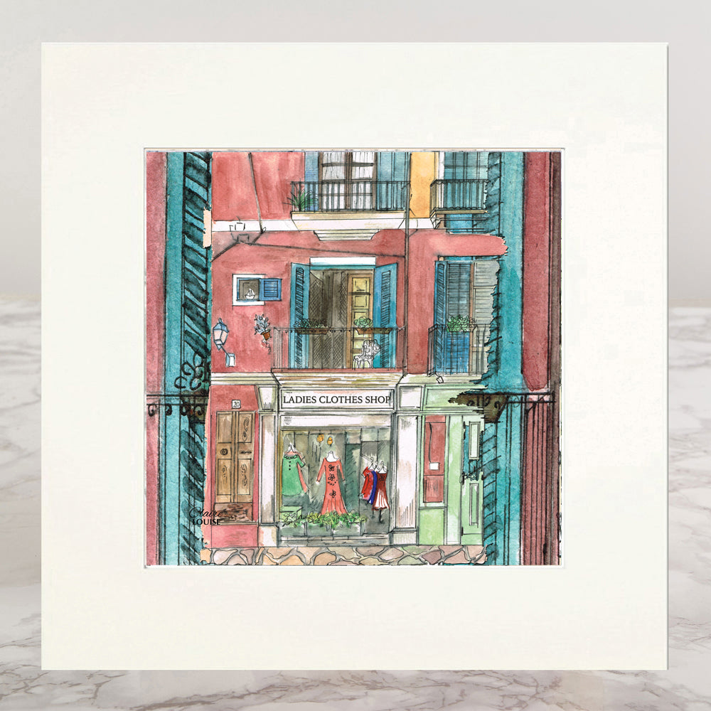 Ladies Clothes Shop Mounted Print
