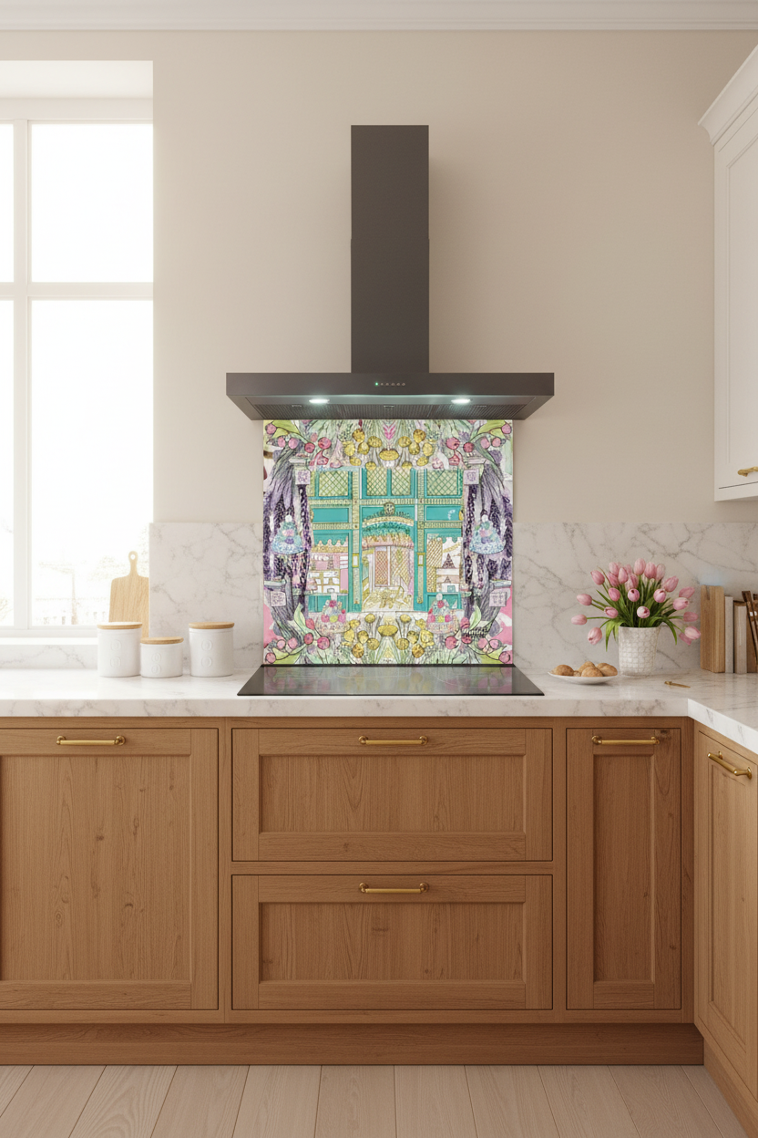 Laduree in Full Bloom Splashback Elegant Kitchen