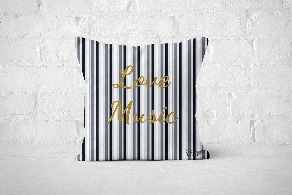 Love Music Stripe Outdoor Cushion