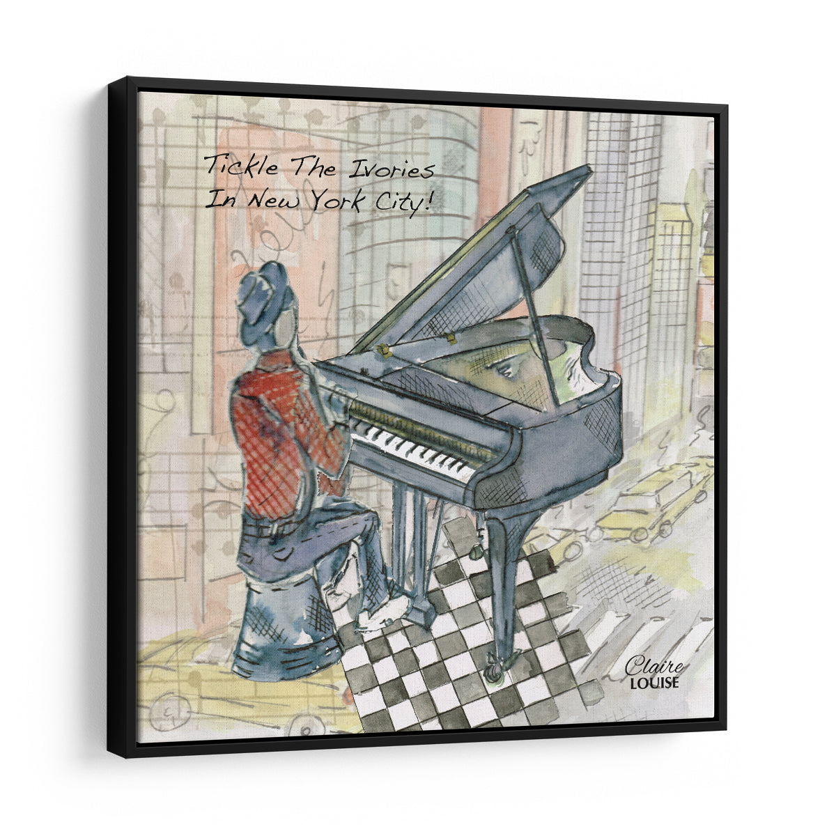 Tickle The Ivories In New York City Framed Canvas Print