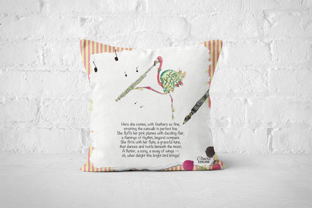 Flute and a Flamingo Cushion - The Painted Poem