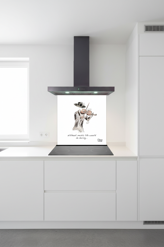 Without Music Splashback White Kitchen