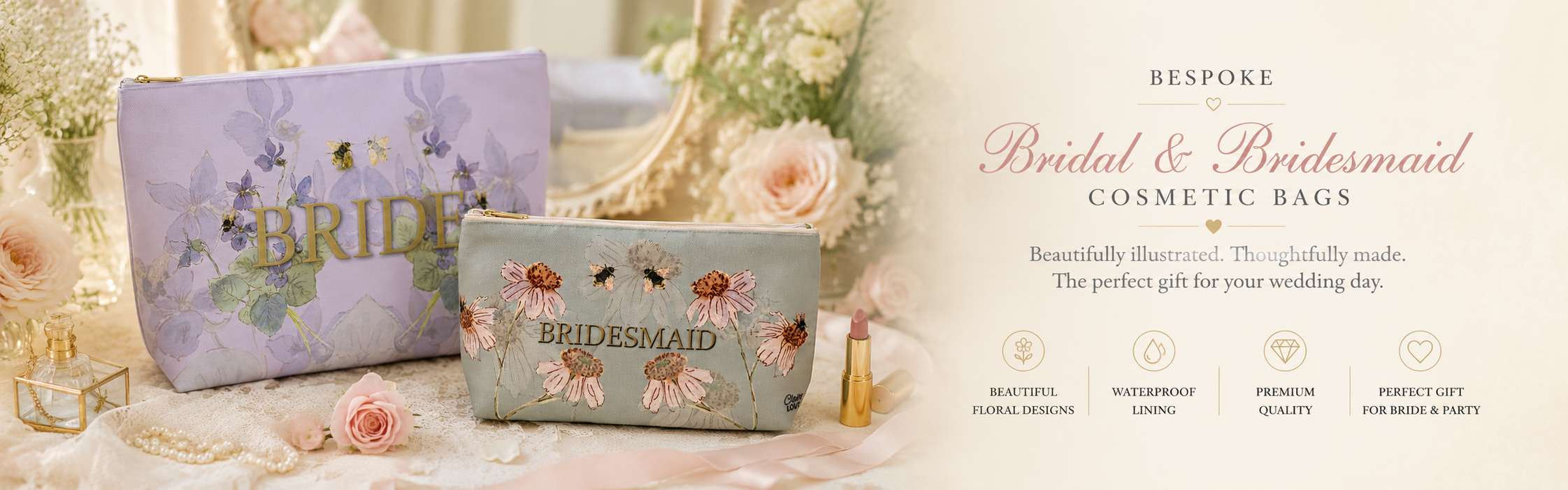 Bridal & Bridesmaid Cosmetic Bags