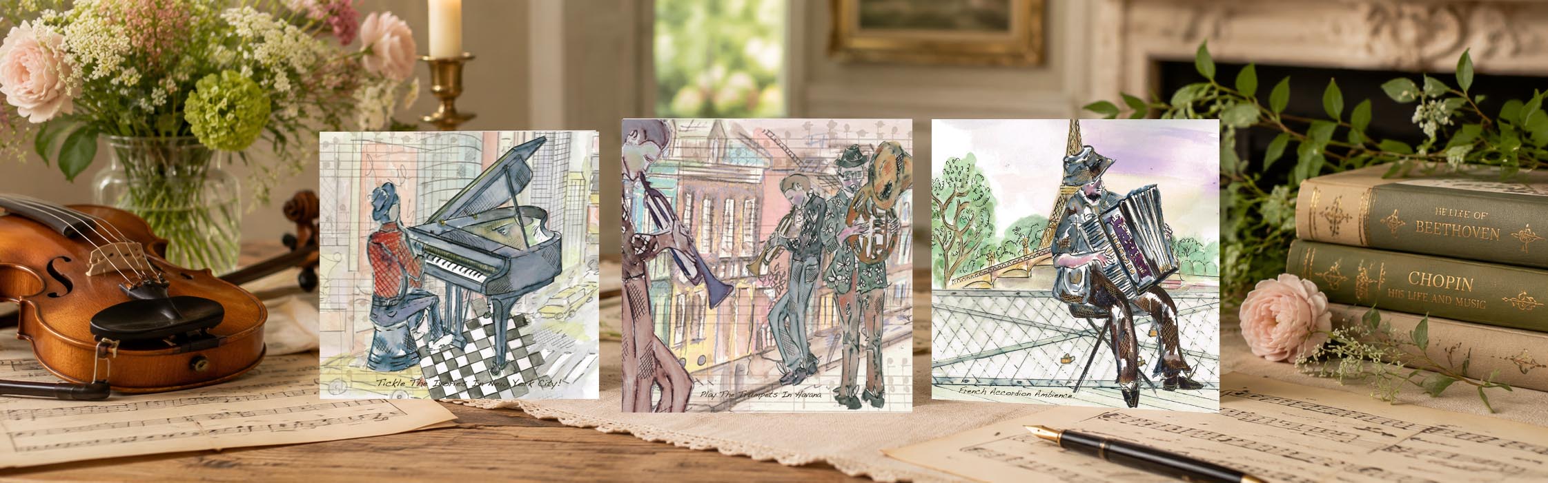 Musicians on Tour Greeting Cards