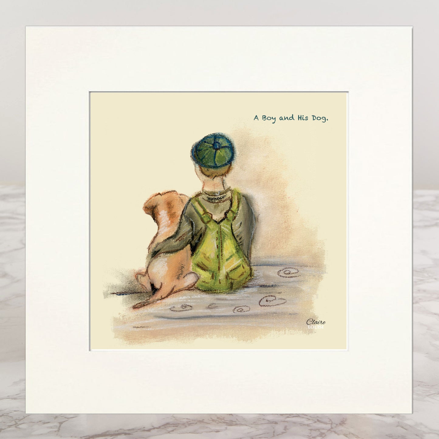 A Boy And His Dog Mounted Print