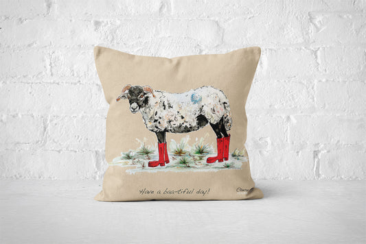 Sheep In Boots Cushion (Beige)