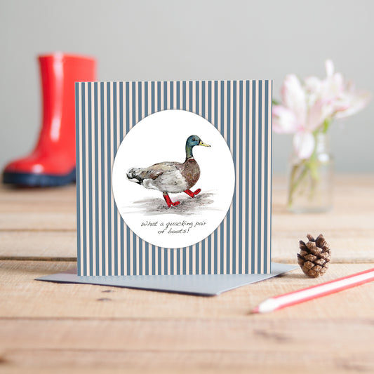 Duck In Boots Greeting Card - Pack of 6