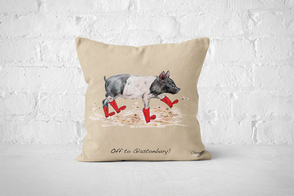 Pig In Boots Cushion (Beige)