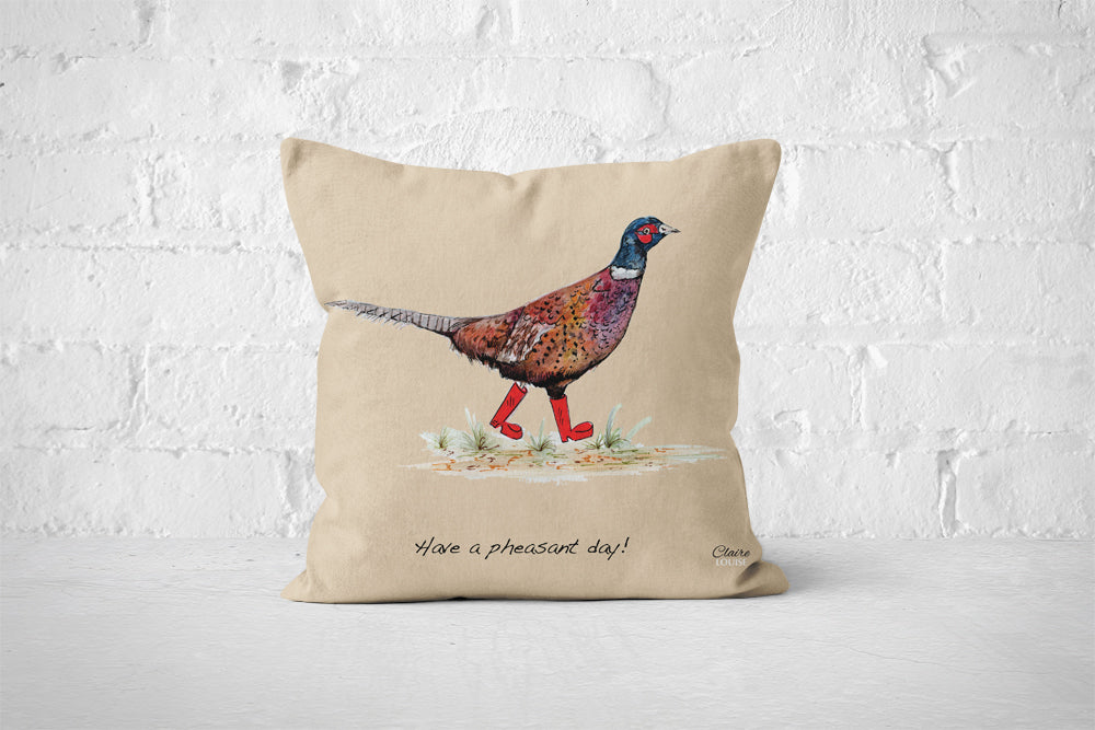 Pheasant in Boots Cushion