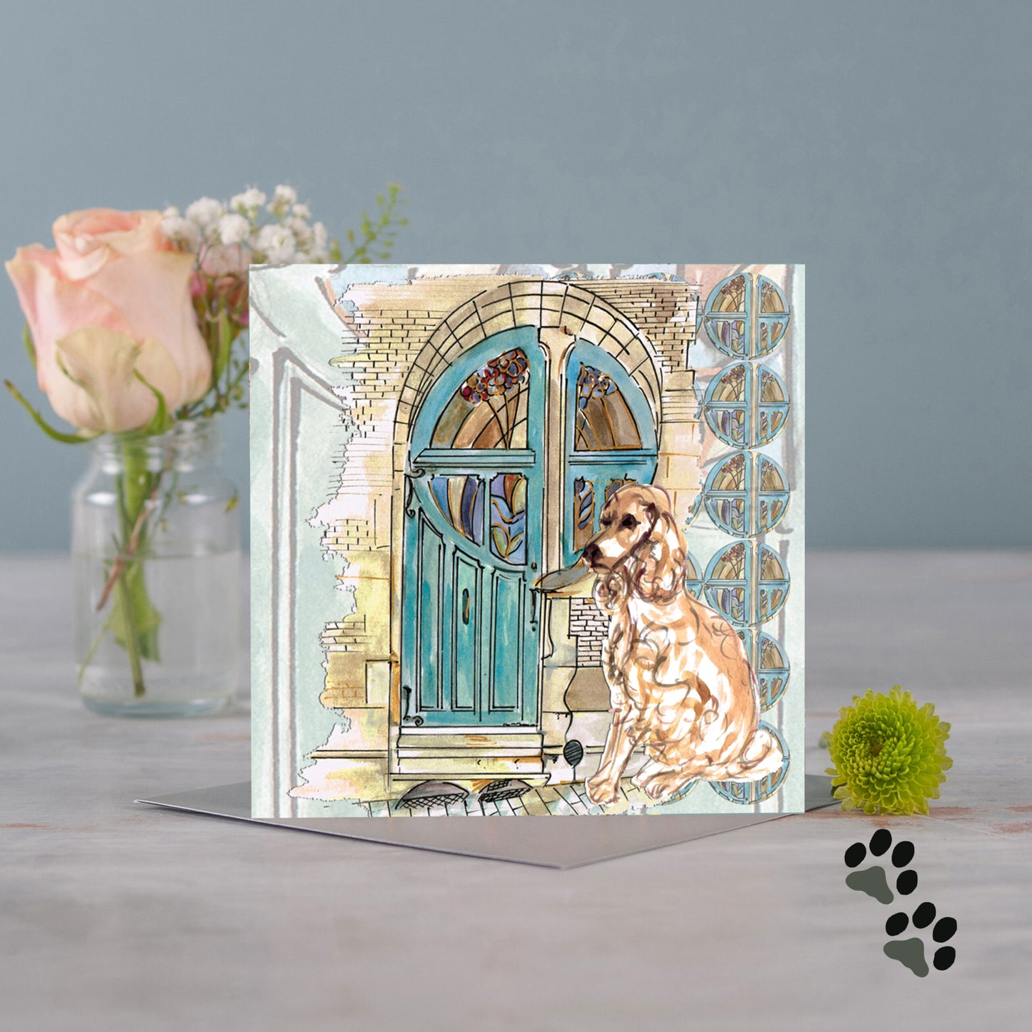 At home with spaniel greeting card - Pack of 6
