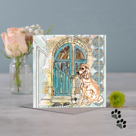 At home with spaniel greeting card - Pack of 6