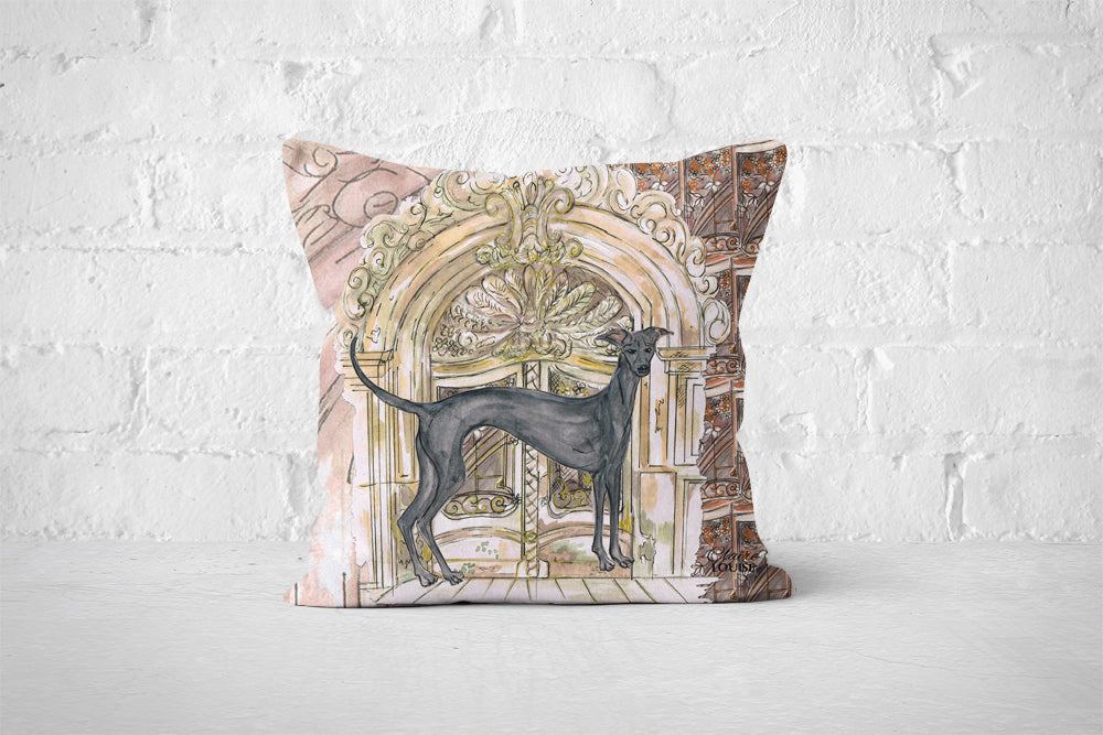 At Home With Greyhound Cushion