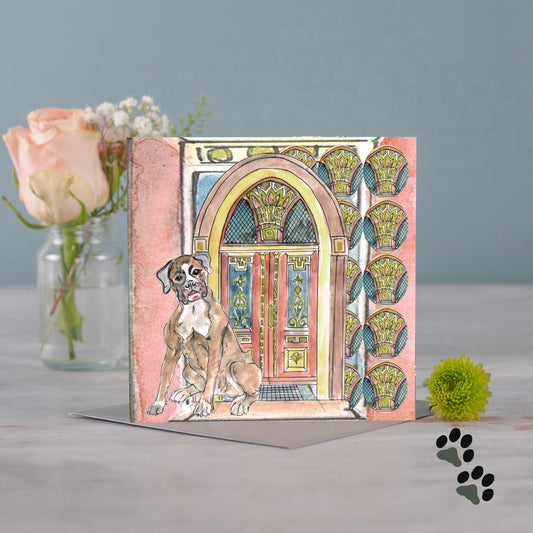 At home with boxer greeting card - Pack of 6